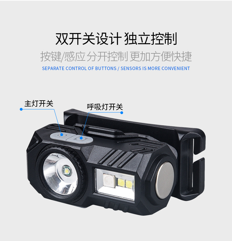 XPE LED headlight multifunción con clip de pluma batería incorporada absorción magnética multi-fuente de luz luz de intensidad inductiva pic 11