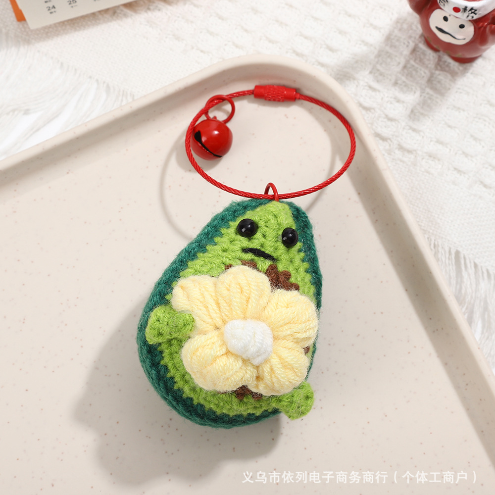 卡通萌趣毛线小挂件创意可爱蔬菜西兰花胡萝卜手作针织钥匙扣配饰详情7