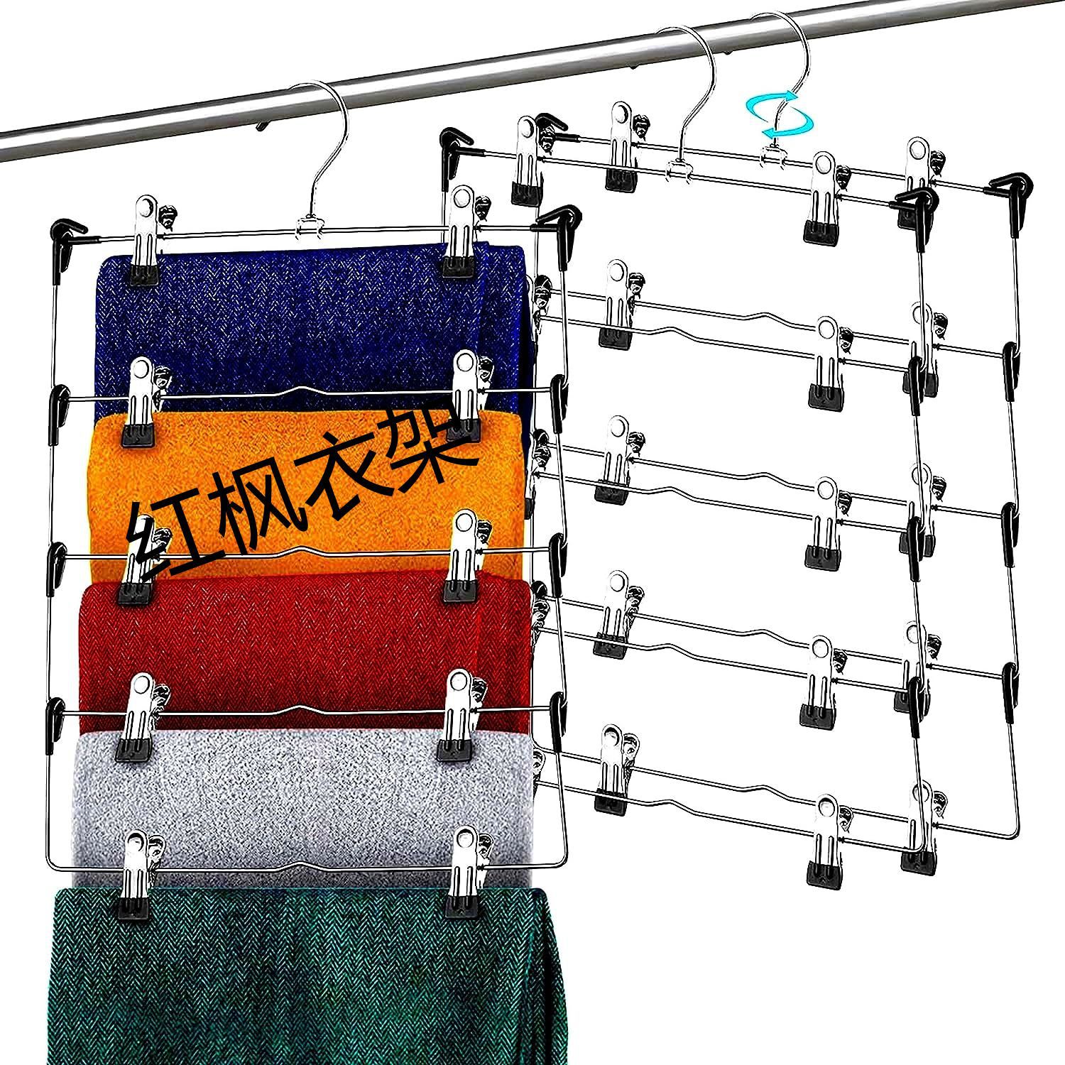 Foldable hanger, three-layer, four-layer, five-layer, six-layer metal trouser rack, skirt rack, hardware hanger, hook, storage trouser rack pic 17