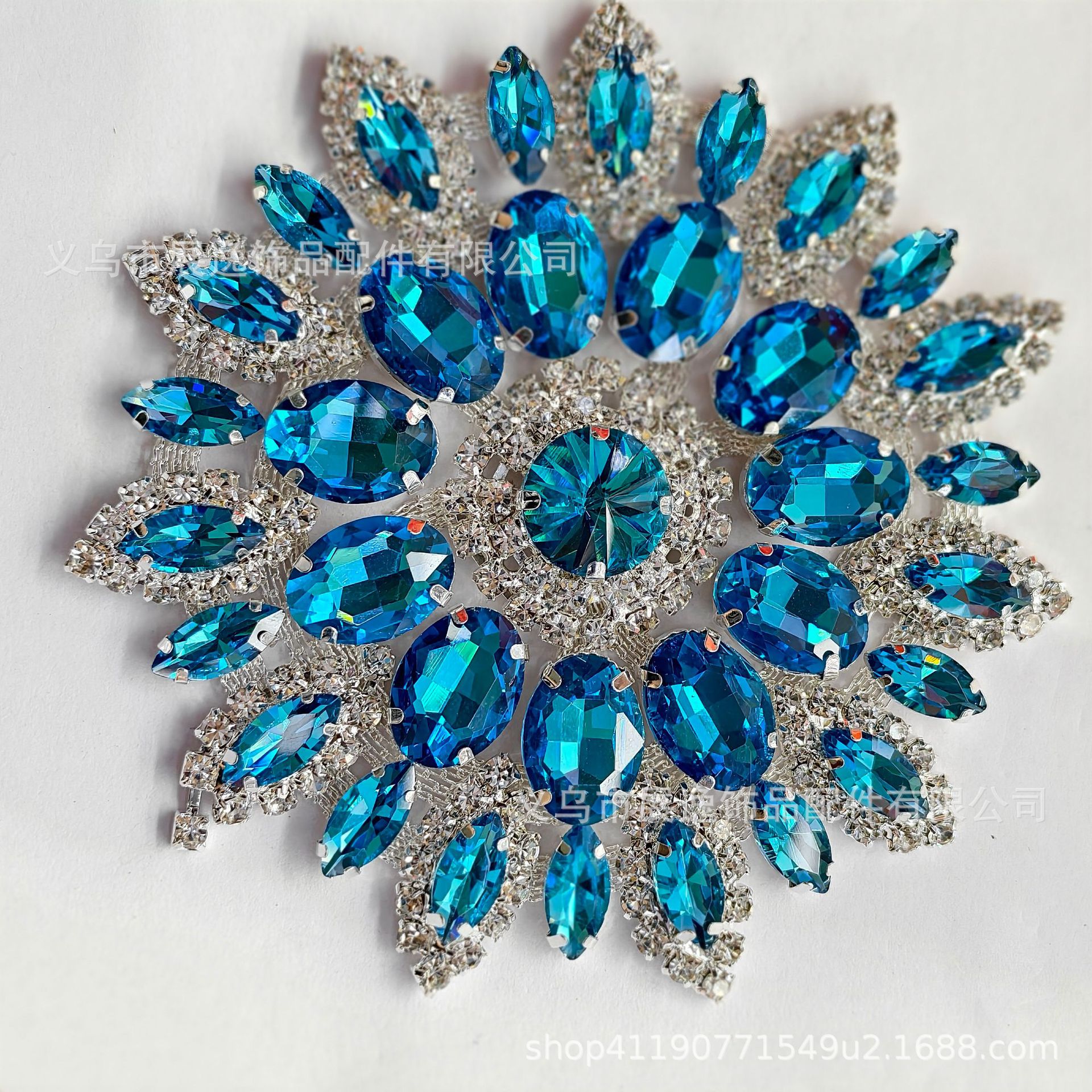 Wholesale of colorful gold and silver background crystal round large diamond flower diamond jewelry DIY luggage, glass water diamond jewelry accessories pic 2