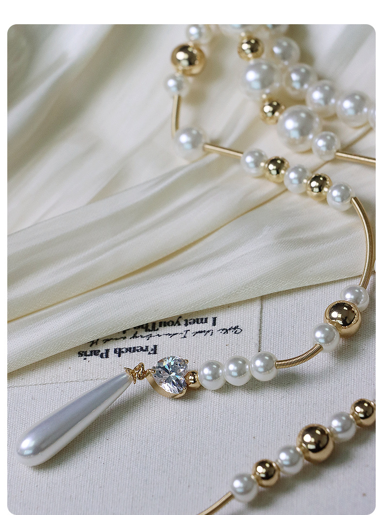 法式复古超长珍珠流苏项链时尚高级感毛衣链小众设计感饰品女详情7