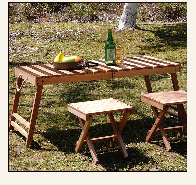 YEZHULIN折叠桌椅套装 一桌两凳套装 新款户外露营野餐折叠桌椅详情2