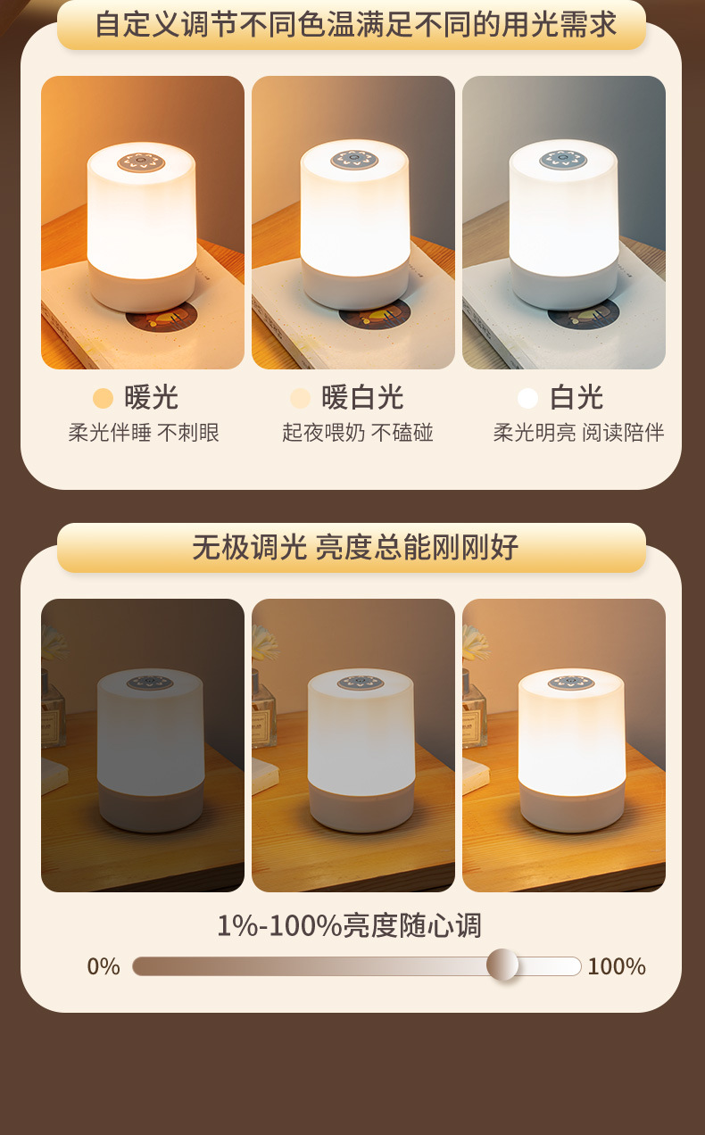 LED充电触摸拍拍灯起夜喂奶遥控婴儿专用床头灯宿舍氛围小夜灯详情9
