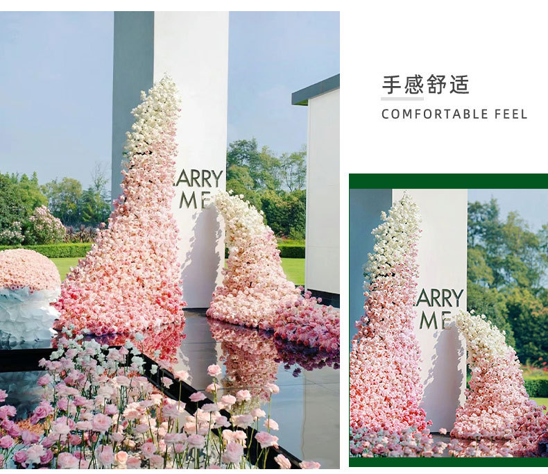 定制婚庆玫瑰瀑布仿真花假花瀑布墙网红玫瑰花背景墙情人节花详情15