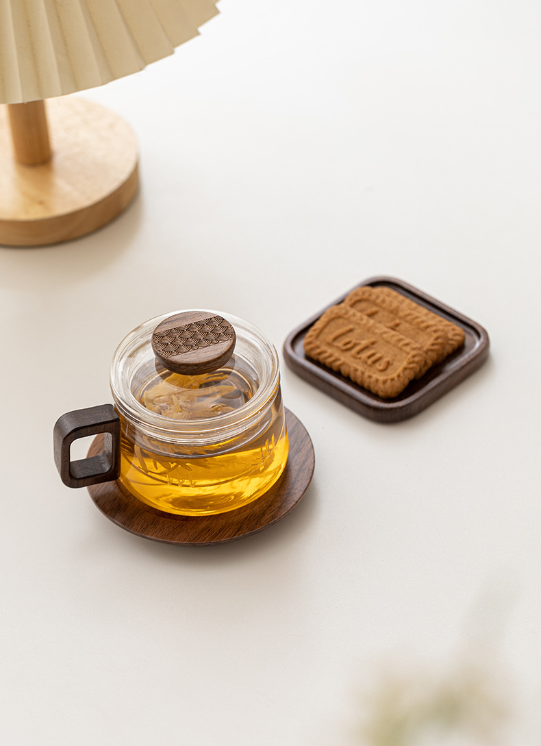 Black walnut coasters, creative ebony Japanese tea ceremony accessories, tea cup holders, heat insulation pads, walnut wood coffee coasters pic 9