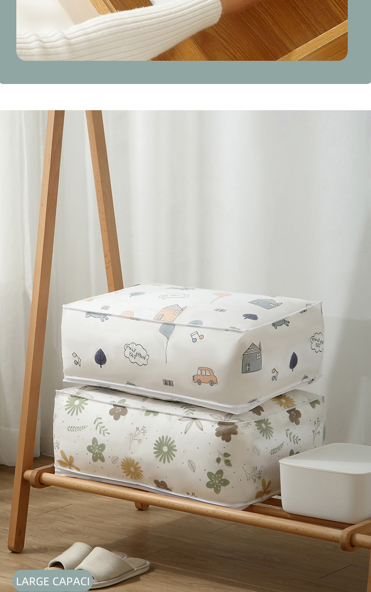 Quilt storage bags, cartoon printed clothes, large-capacity cotton quilt bags, dust-proof and moisture-proof moving packing bags, large size pic 4