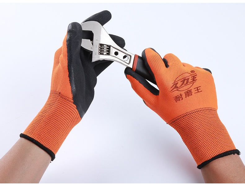 Labor protection gloves, wear-resistant embossed, breathable, foaming king, wear-resistant, anti-slip, soft, breathable, wholesale rubber impregnated for construction site work pic 15