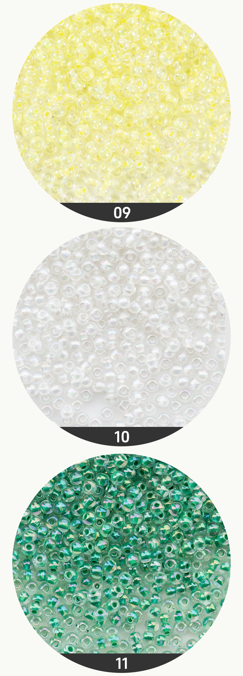 FGB千色玻璃米珠3mm染心幻彩圆珠diy饰品配件串珠手链散珠混珠详情6