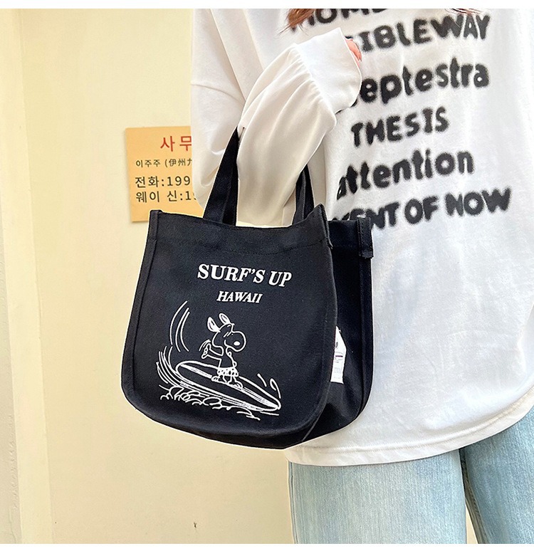 史比卡通帆布餐包加厚饭盒袋便当包防水手提保温袋学生大容量分隔详情19
