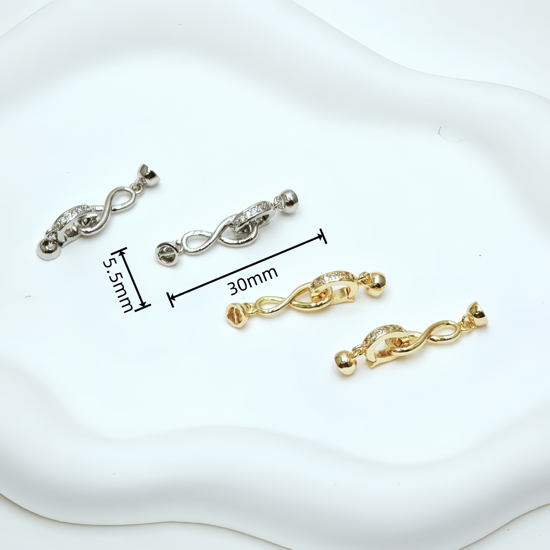 14K electroplated real gold color retention cloverleaf copper inlaid zircon diy handcrafted beaded necklace and bracelet material accessories pic 4