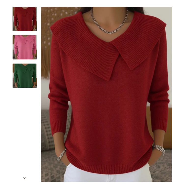 Korean-style retro and playful 2025, fashionable and slimming lapel sweater, versatile knitted, laid-back and elegant for women pic 14