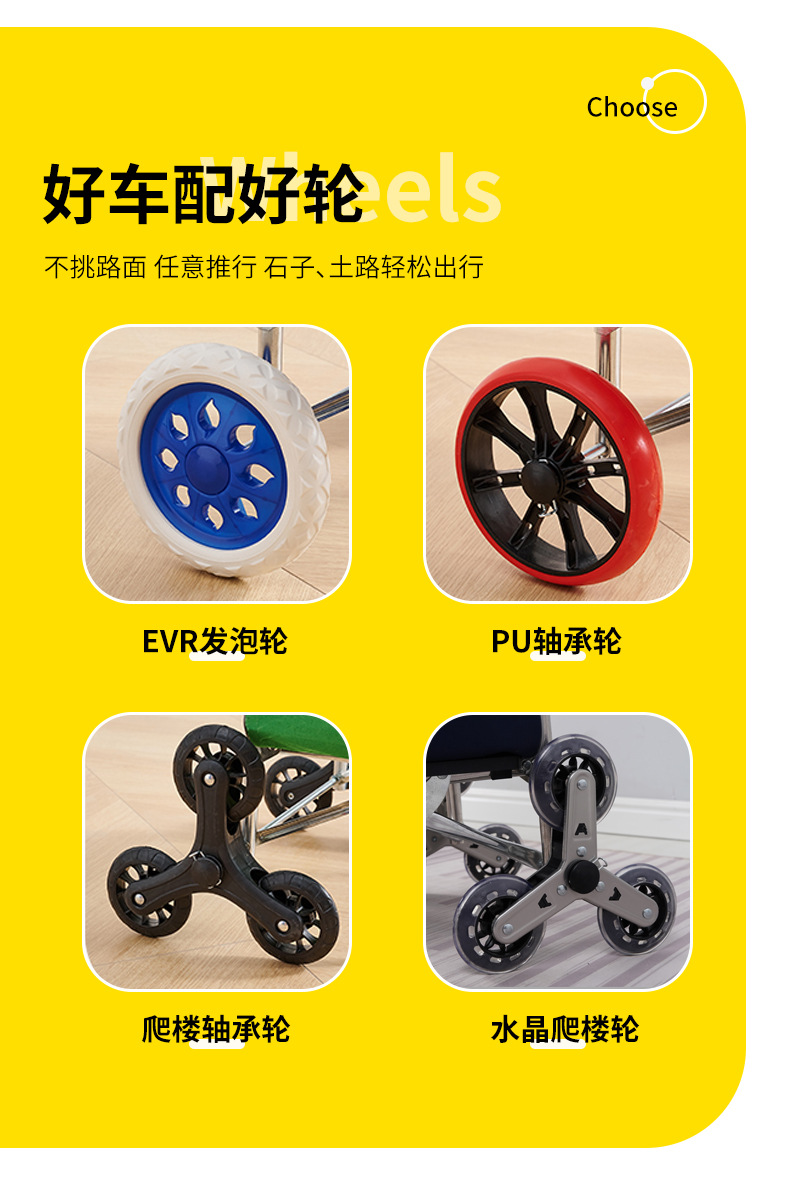 The grocery shopping trolley can climb stairs. The portable shopping cart can be printed with a logo. It is a hand-pushed trolley for the elderly to buy groceries pic 13