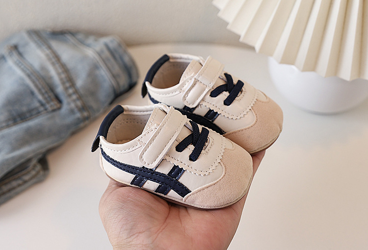 Soft-soled anti-slip walking shoes for infants aged 0-1 year old, boys and girls, 6-9-12 months, and sports color-blocked white shoes pic 9