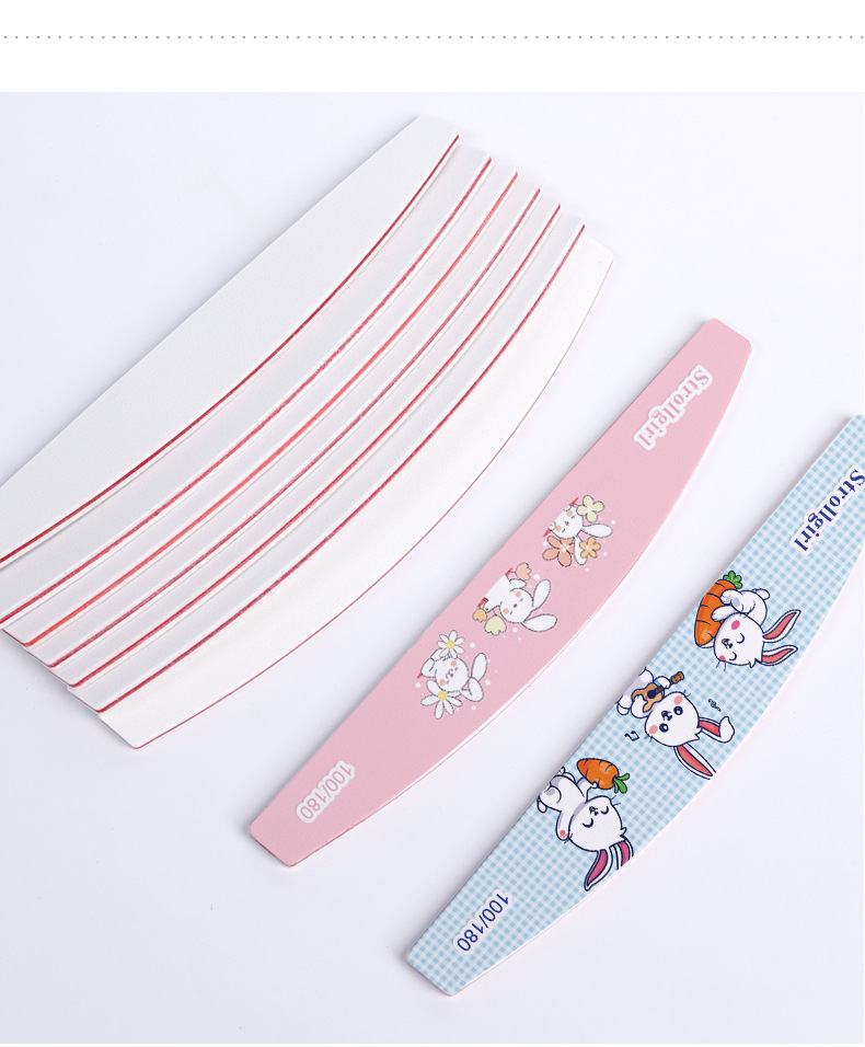 跨境直供StrollGir印花指甲锉打磨条卡通兔子印花搓条耐磨不掉砂详情10