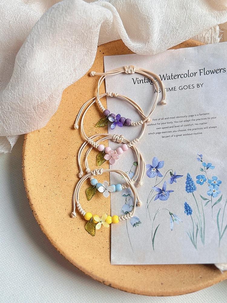 Wholesale of Jingdezhen ceramic bracelets for girls, hand-woven new Chinese-style ancient flower artistic student gift bracelets pic 6