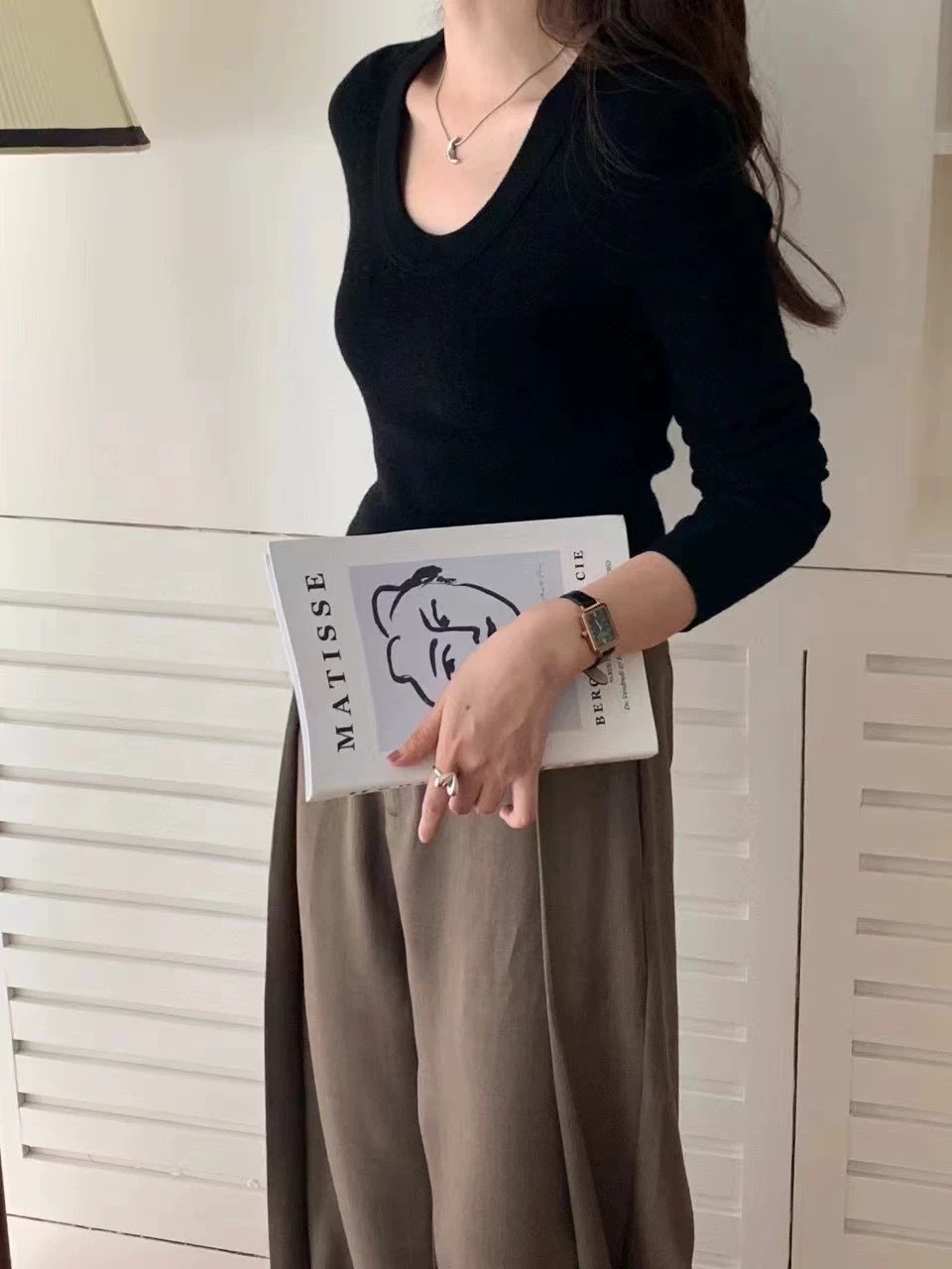 早秋新款100羊毛U领韩系纯色时尚简约针织弹力打底衫百搭女毛衣潮详情28