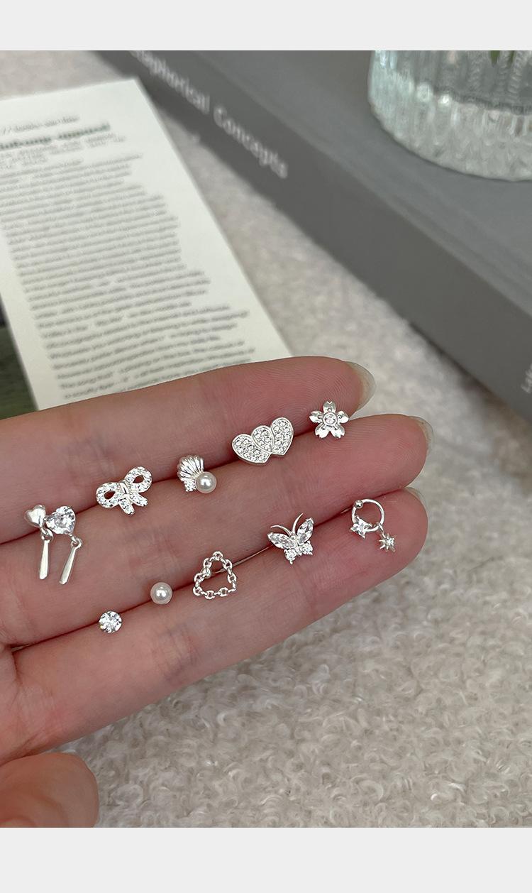 999 sterling silver exquisite zircon heart-shaped small ear studs for women on Instagram, a unique and high-end style of Korean-style sweet earrings pic 13