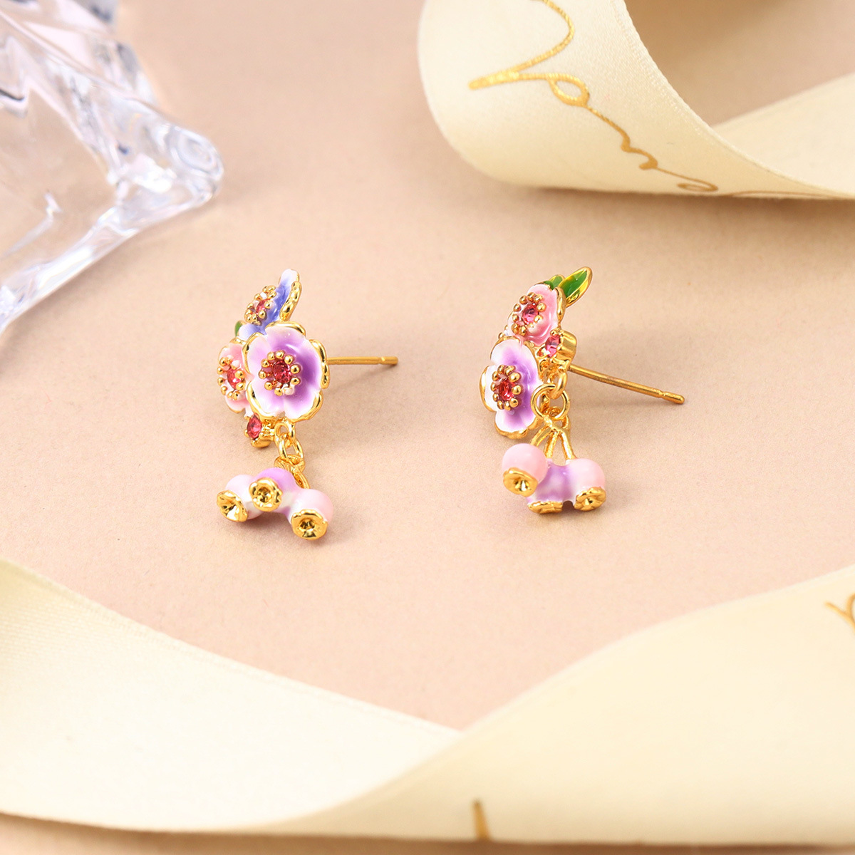 Fresh and new Chinese-style floral stud earrings for spring and summer, high-end enamel pearl earrings, retro Chinese-style tassel earrings for women pic 32