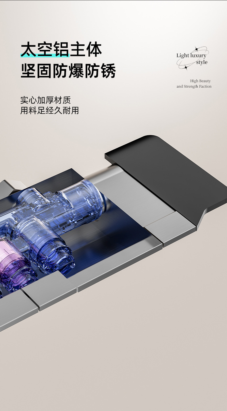 Best-selling showerhead set, shower gun, grey piano key, ambient light, hotel bathroom, home constant temperature digital display pressurized rain shower pic 7