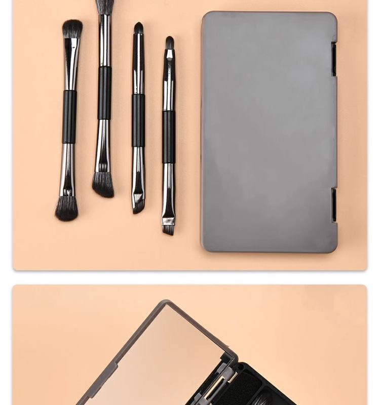 Customized double-headed eyeliner and eyeshadow brush 4-piece set with mirror storage box portable brush makeup brush wholesale in Cangzhou pic 13