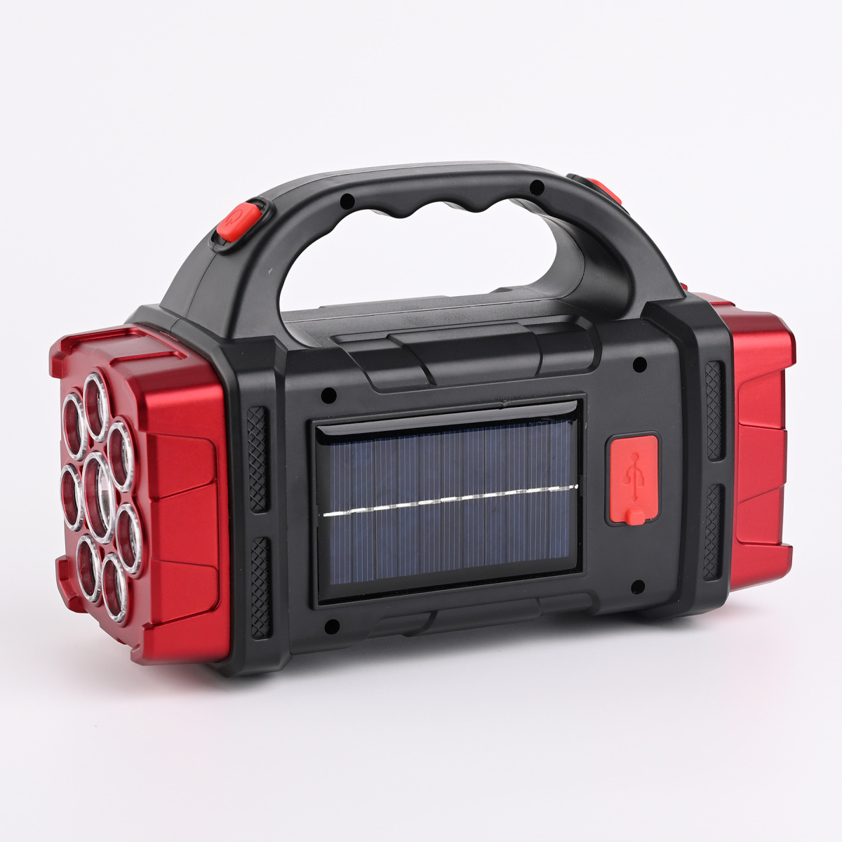 Cross-border solar high-intensity portable lamp, household emergency outdoor charging led flashlight, USB dual-source camping searchlight pic 18