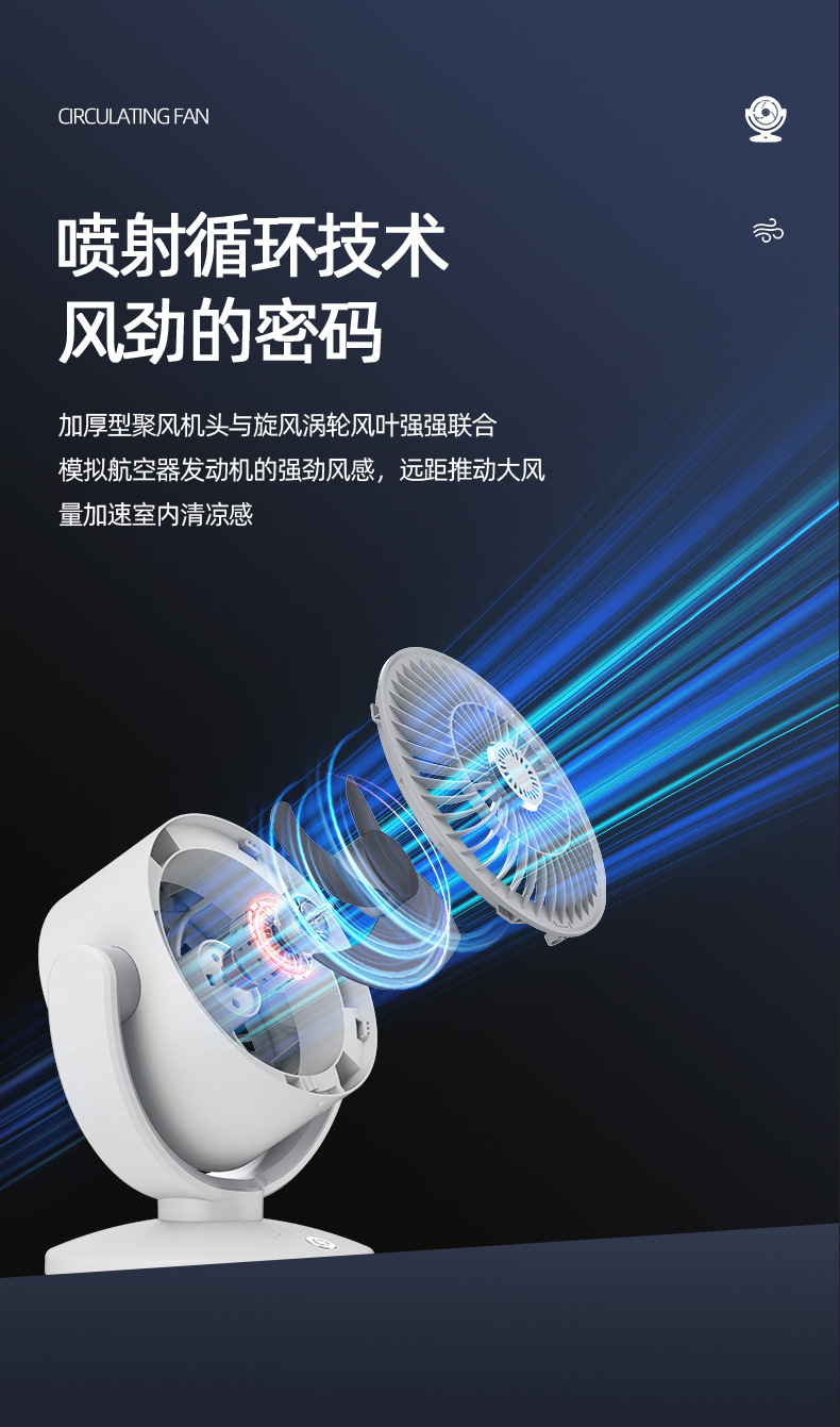 Air circulation fan, household electric fan, desktop portable oscillating low-noise, student dormitory desktop office circulation fan M142 pic 9