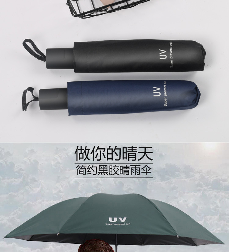 UV黑胶太阳伞晴雨防紫外线防晒遮阳伞女折叠雨伞批发——零购购详情6