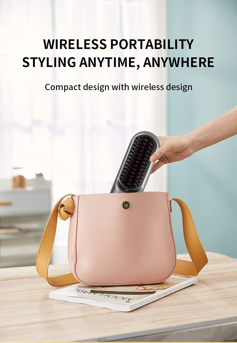 New charging hair straightening comb, wireless portable travel lazy person electric comb, negative ion non-damaging hair straightening and curling dual-purpose hair straightening device pic 10