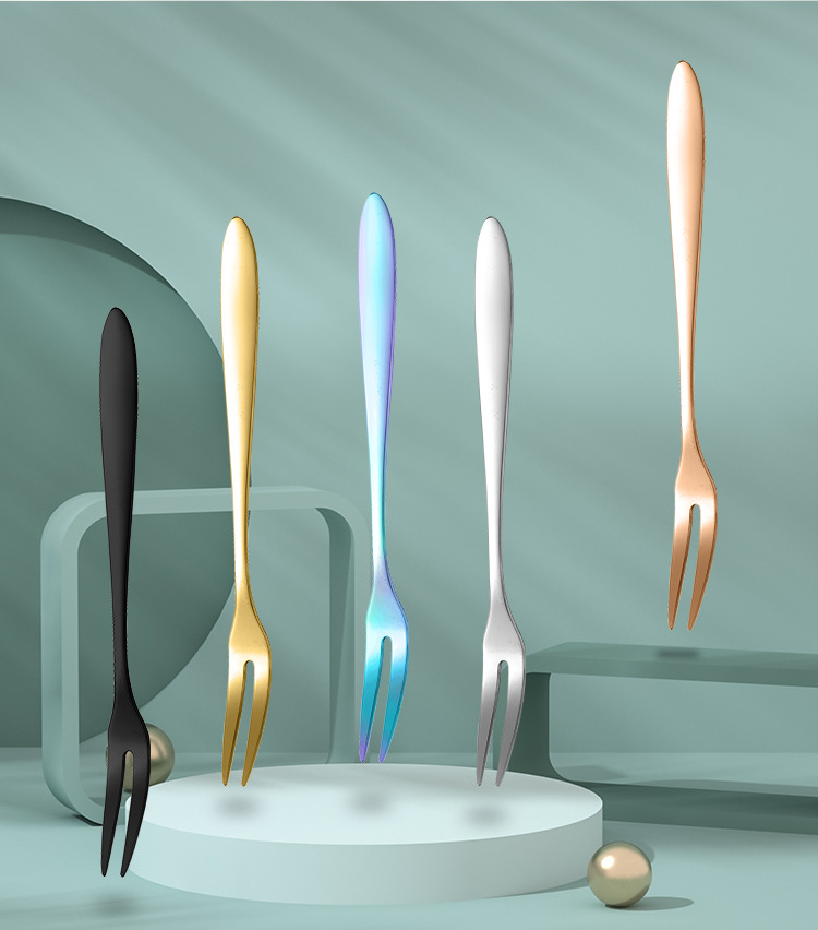 304 stainless steel fruit fork, thick dessert two-toothed fork, cake and mooncake fork, Western food signature, hotel, home and catering fork pic 11