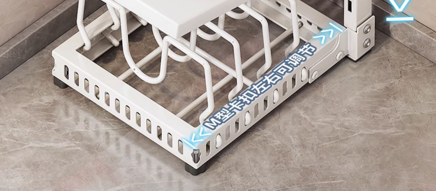 水槽下锅具置物架台面双杯放锅架跨境大锅平底锅收纳橱柜多层收纳详情22