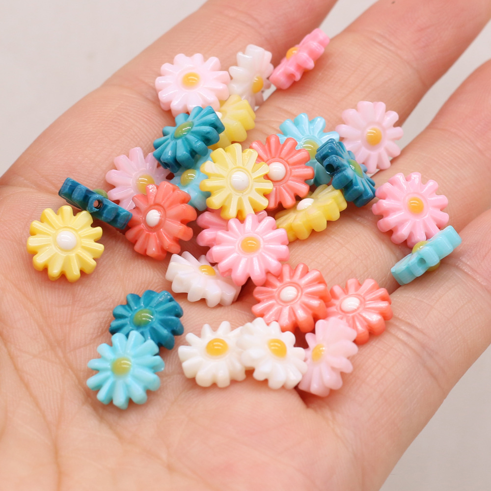 DIY jewelry accessories, natural shell hand-carved sunflowers, multi-color through-hole hairpins, earrings and pendants wholesale pic 6