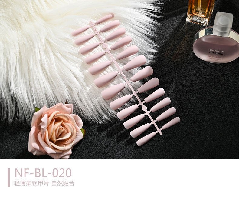 European and American mid-length solid color matte extra-long ballet nail trapezoidal matte wearable nail sheet false nails pic 20