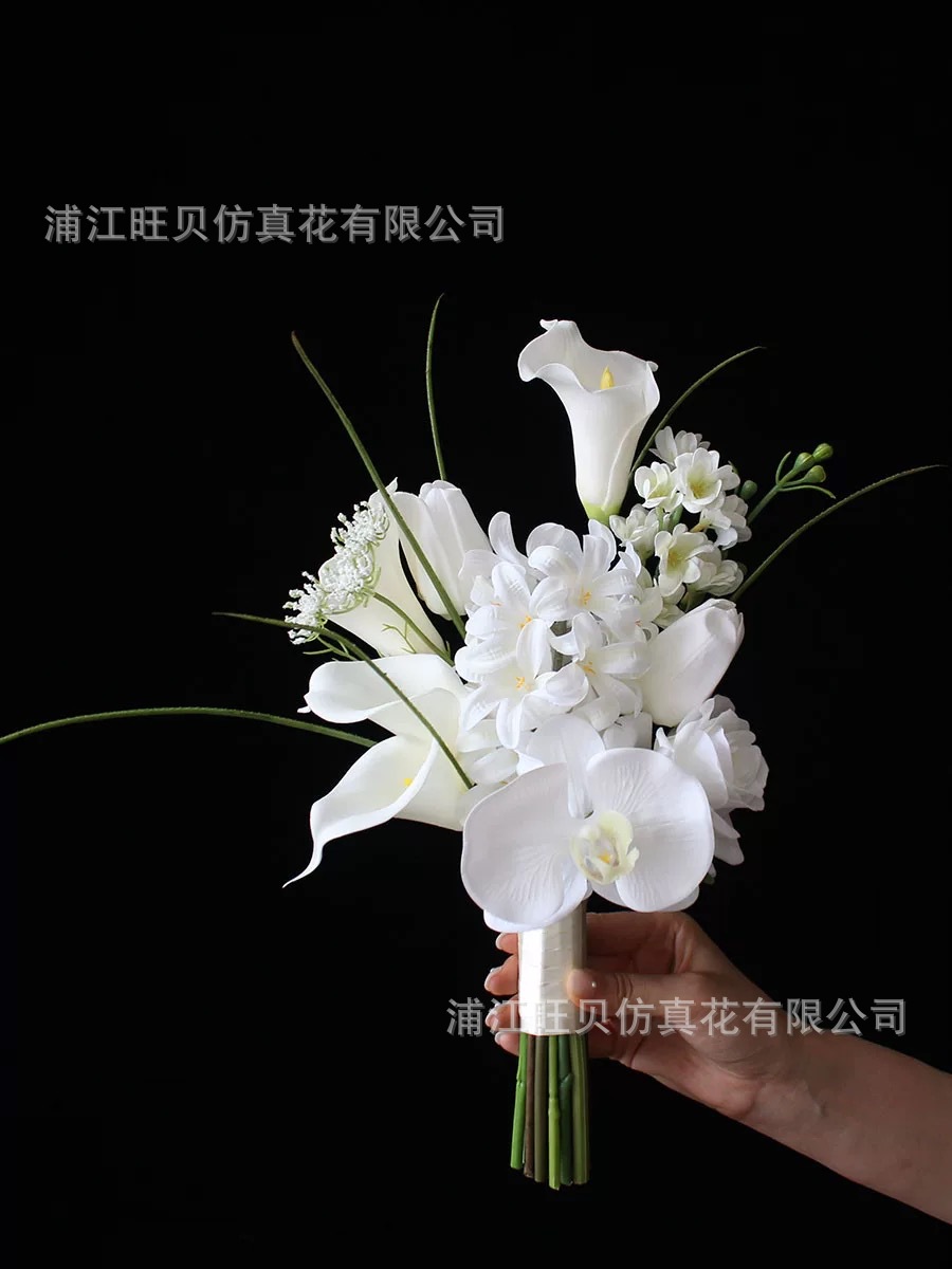 仿真花白色风信子马蹄莲新娘拍照手捧花影楼摄影婚纱照旅拍领证花详情1