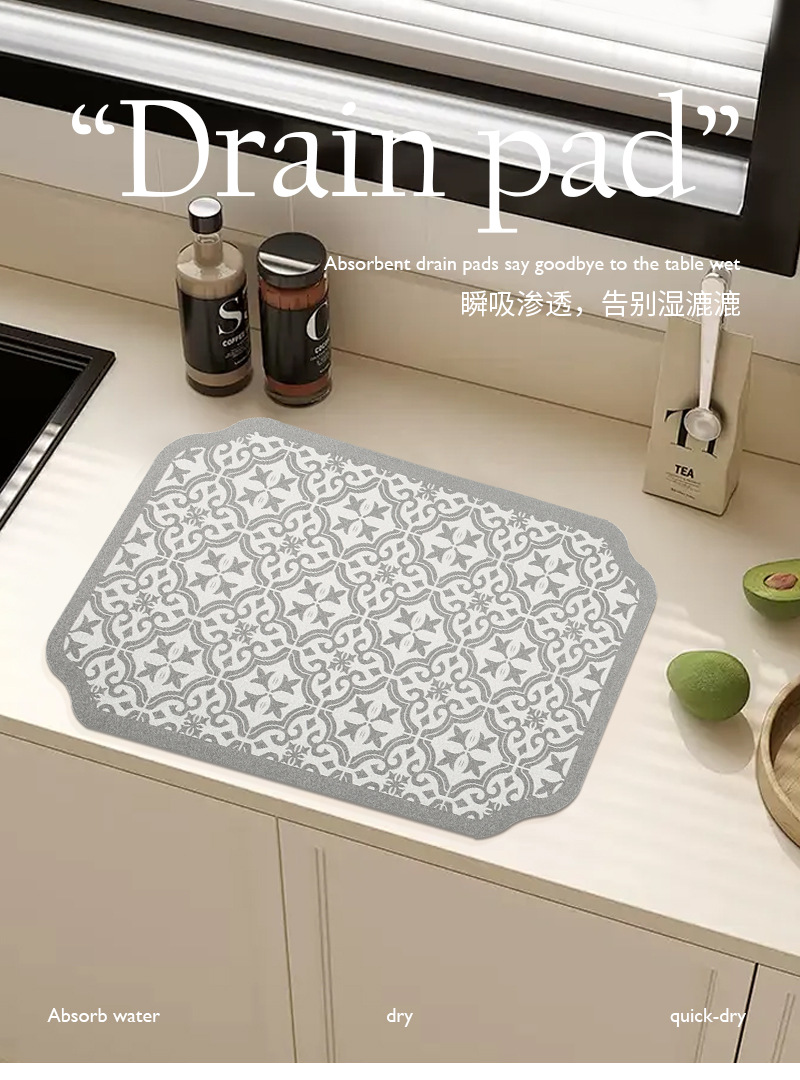 厨房台面沥水垫硅藻泥桌面隔热垫吧台垫子餐垫咖啡机吸水垫跨境详情1