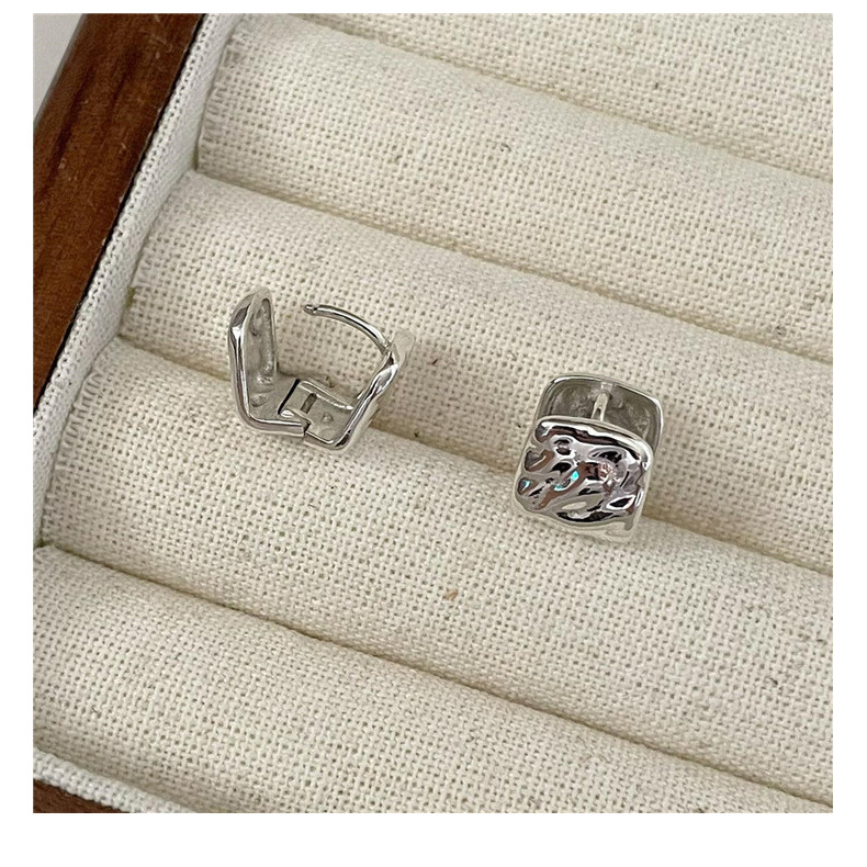Wholesale of S925 sterling silver Korean-style textured retro square earring heavy industry minimalist Korean-style fashionable earrings pic 22