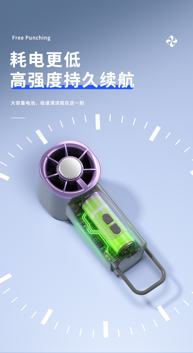 2026新款掌心高速冰敷数显199档多场景夹子迷你USB充电小风扇详情12