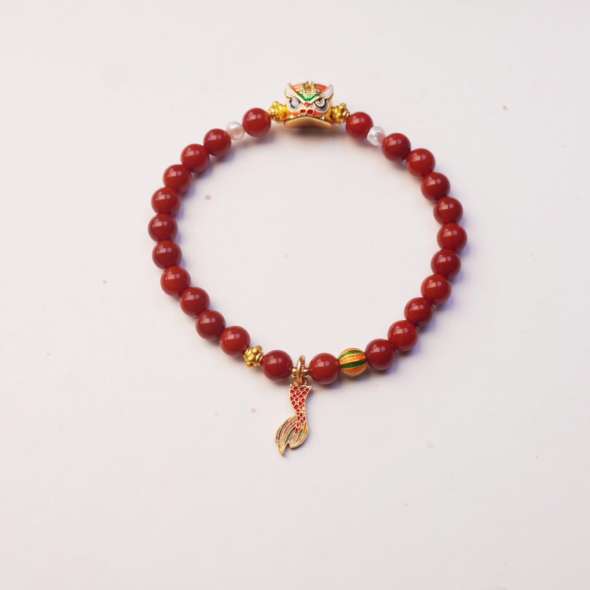 Nine Purple Li Fire Red Agate dragon Head and Tail agate beaded bracelet for women to attract wealth, traditional Chinese style gift and accessory pic 16