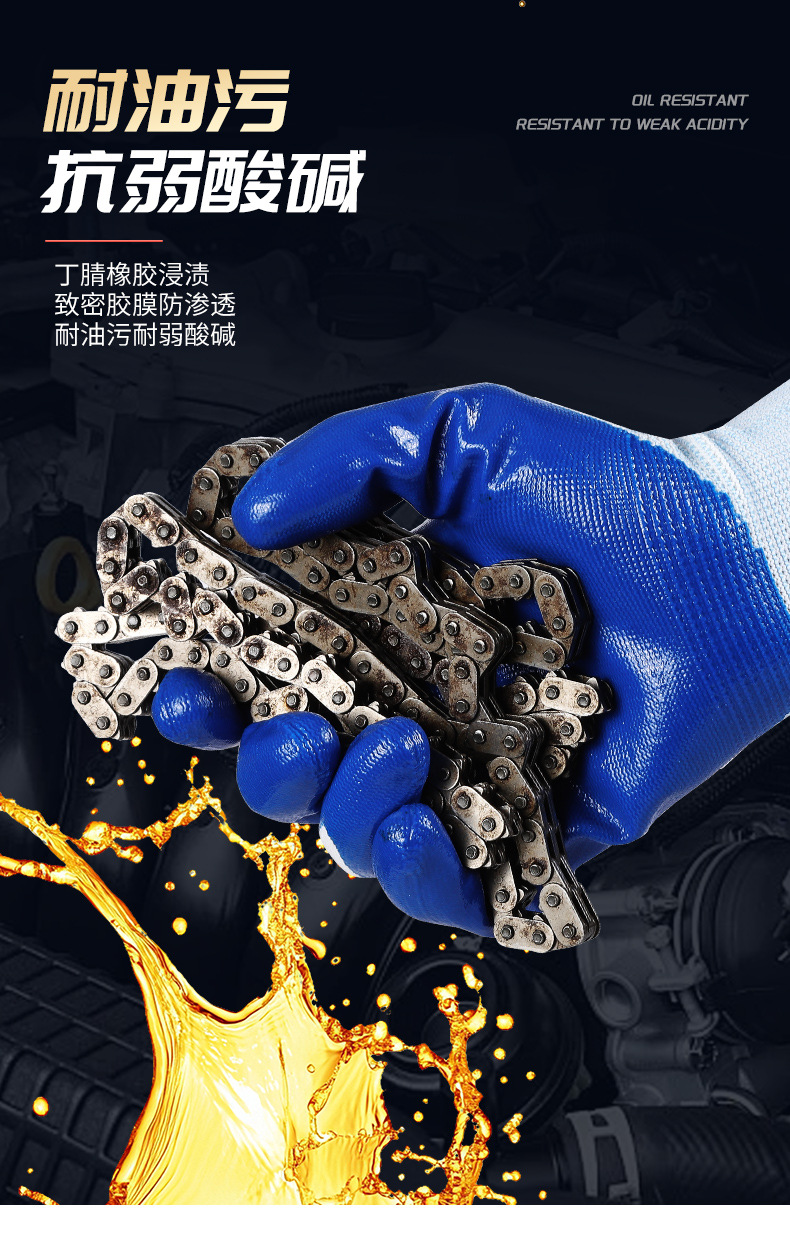 劳保手套工地干活耐磨耐用汽修耐油舒适劳动防滑透气丁腈橡胶手套详情9