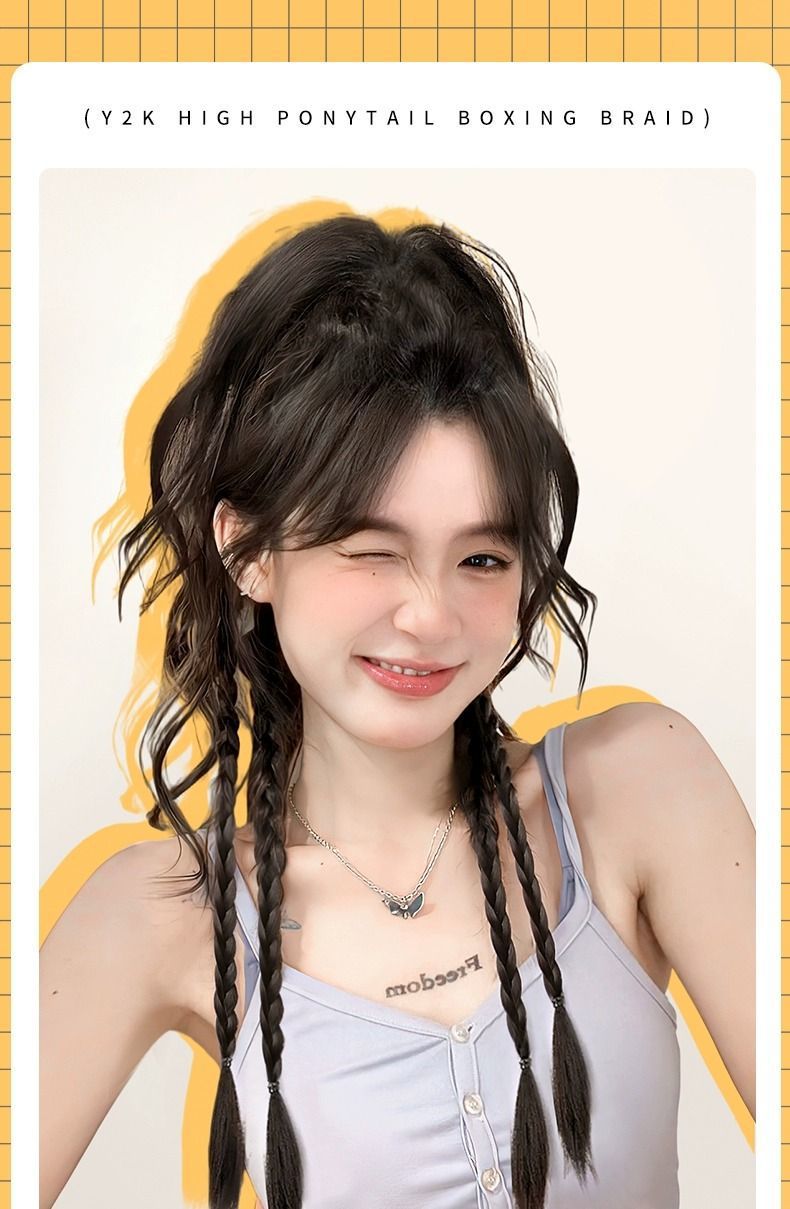 假发女长发仿真发千禧辣妹高马尾拳击辫假发瀑布半扎马尾假发辫子详情1