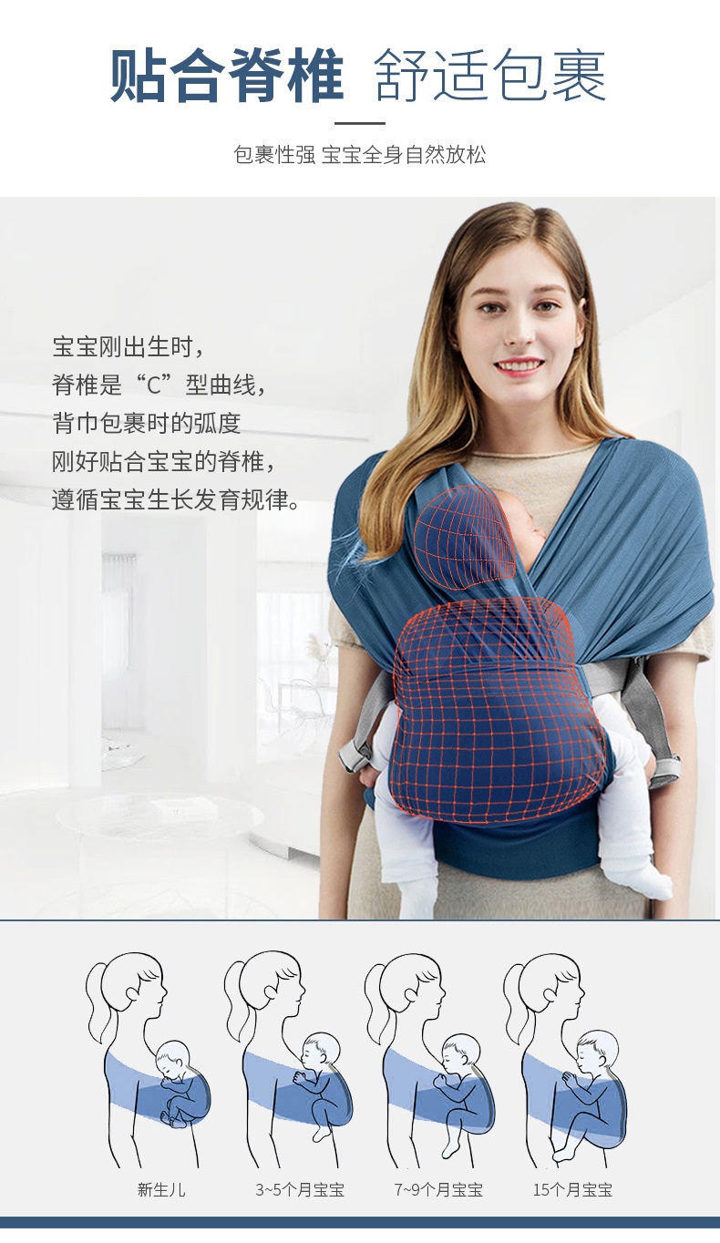 Factory direct sales: A lightweight baby carrier for newborns. Free your hands when holding the baby. A perfect bag for lulling and breastfeeding when going out pic 6