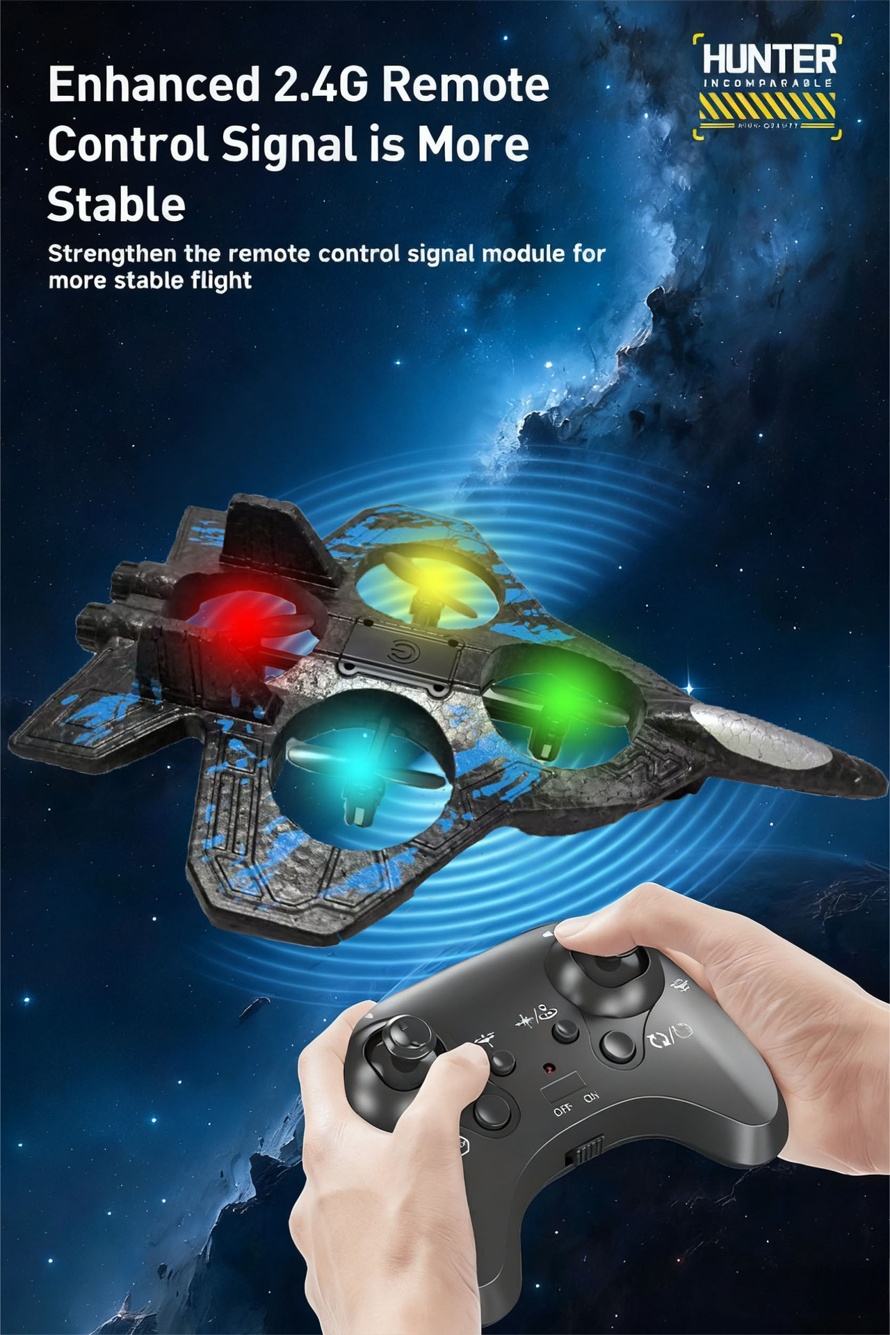 Cross-border new remote-controlled aircraft, stunt aircraft, foam aircraft, light charging, shock-resistant four-axis drone toy pic 12