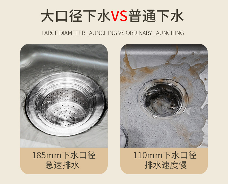 厨房洗菜盆大单槽家用不锈钢水槽304拉丝洗碗池洗菜池手工洗碗槽详情20