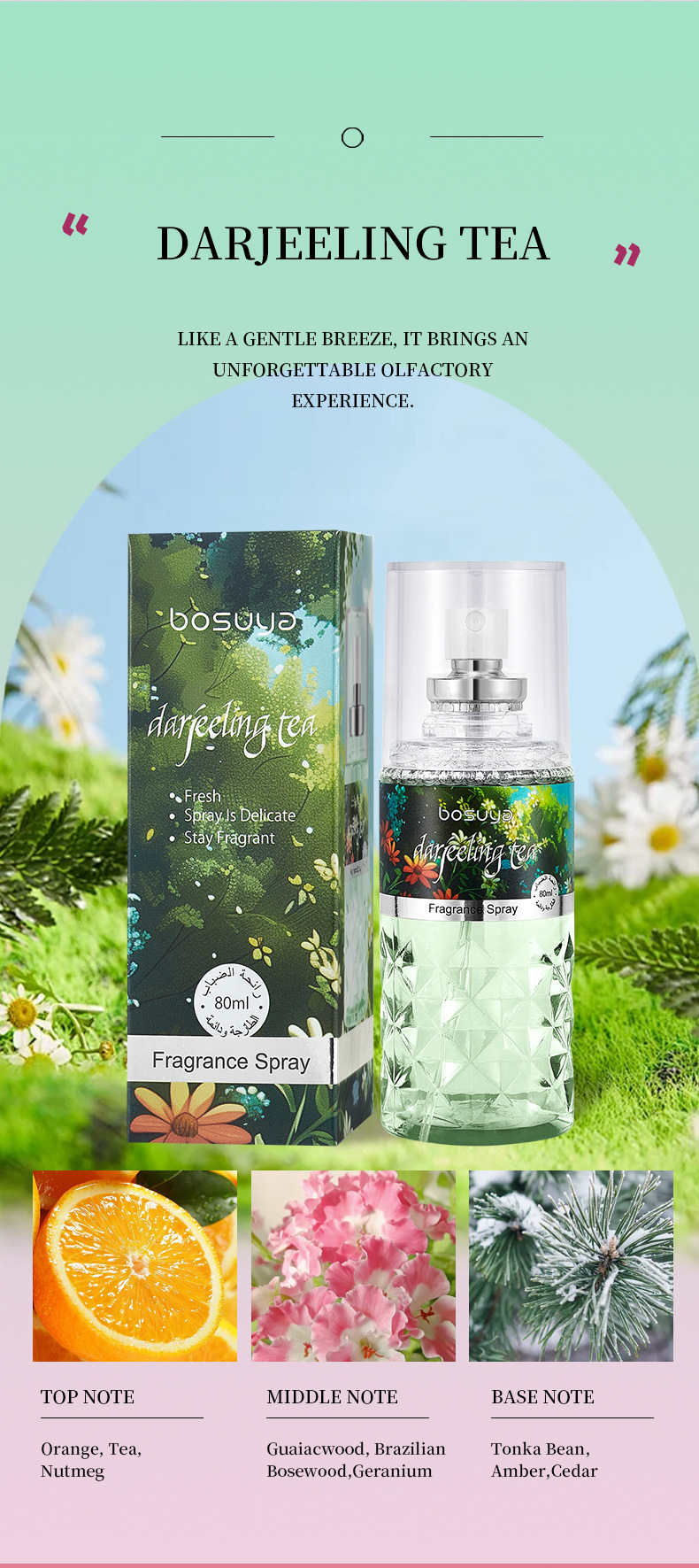 【 Cross-border Exclusive 】BOSUYA Fragrance Spray Perfume is a natural, fresh, long-lasting, light and unisex body perfume pic 9