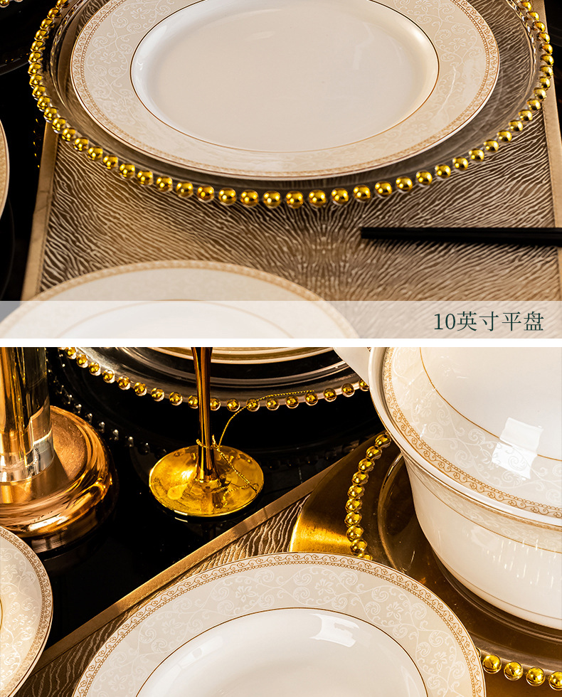 Ceramic tableware bowls, plates and plates set for home use, Jingdezhen Jinggesi Bone China bowl and chopstick set Company gift wholesale pic 22