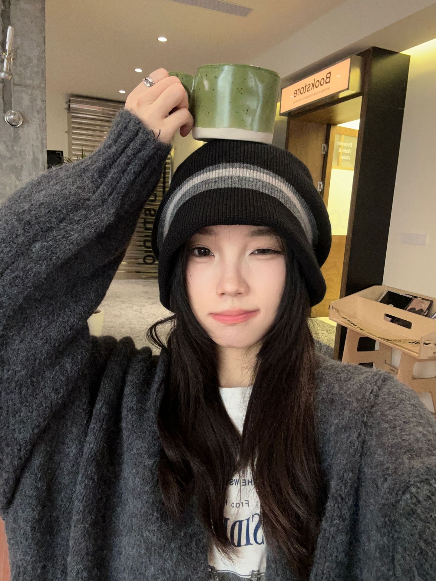 秋季新款韩版ins撞色针织渔夫帽保暖条纹毛线帽大板显脸小堆堆帽详情1