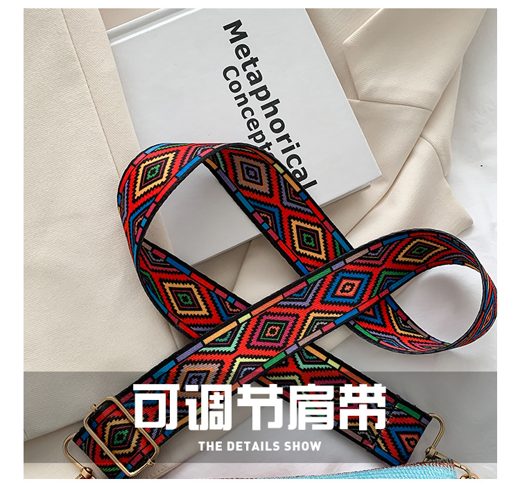 国潮民族风撞色流苏包包女新款编织个性复古彩带腰包斜挎详情5