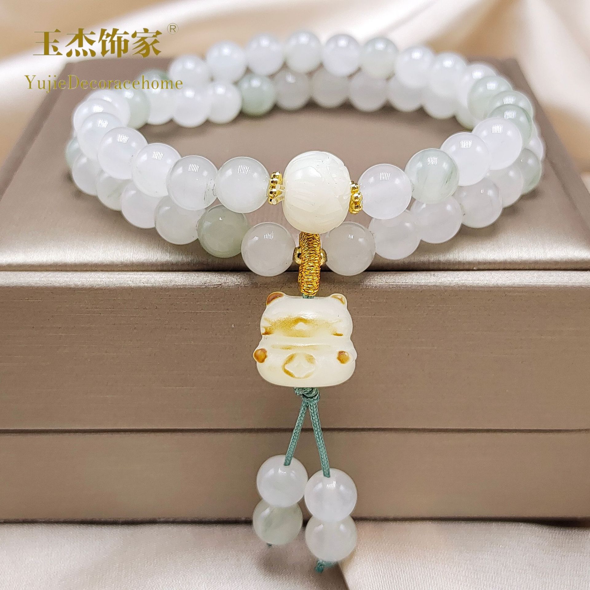 Chinese-style double-ring Tianshan jade bracelet for women, a niche, light luxury and high-end jade bracelet, simple and elegant, versatile accessory pic 10