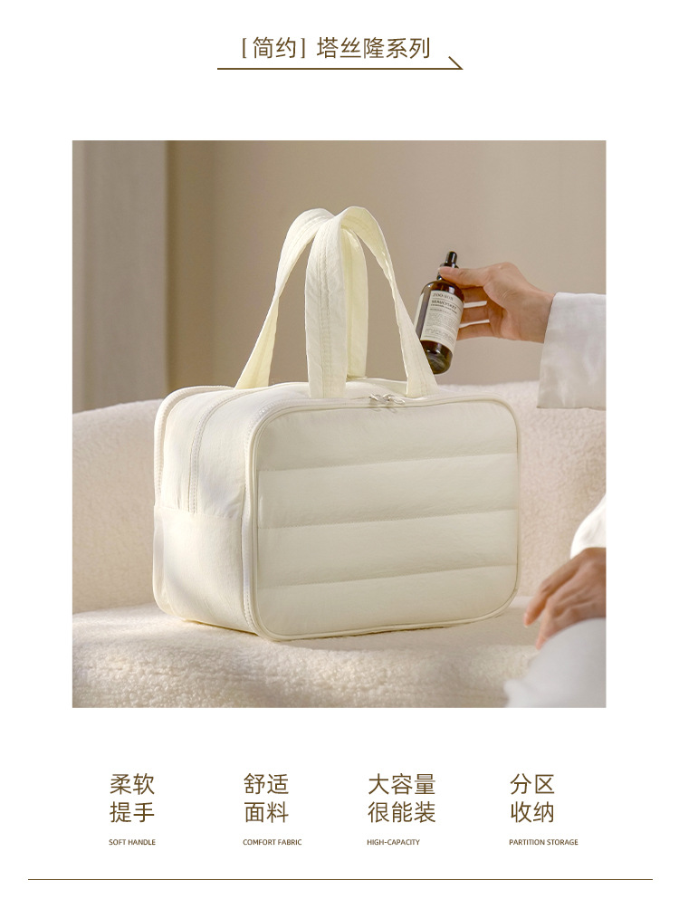 Taslon water-resistant travel storage bag, large-capacity hand-held makeup bag, multi-functional and convenient luggage storage bag pic 2