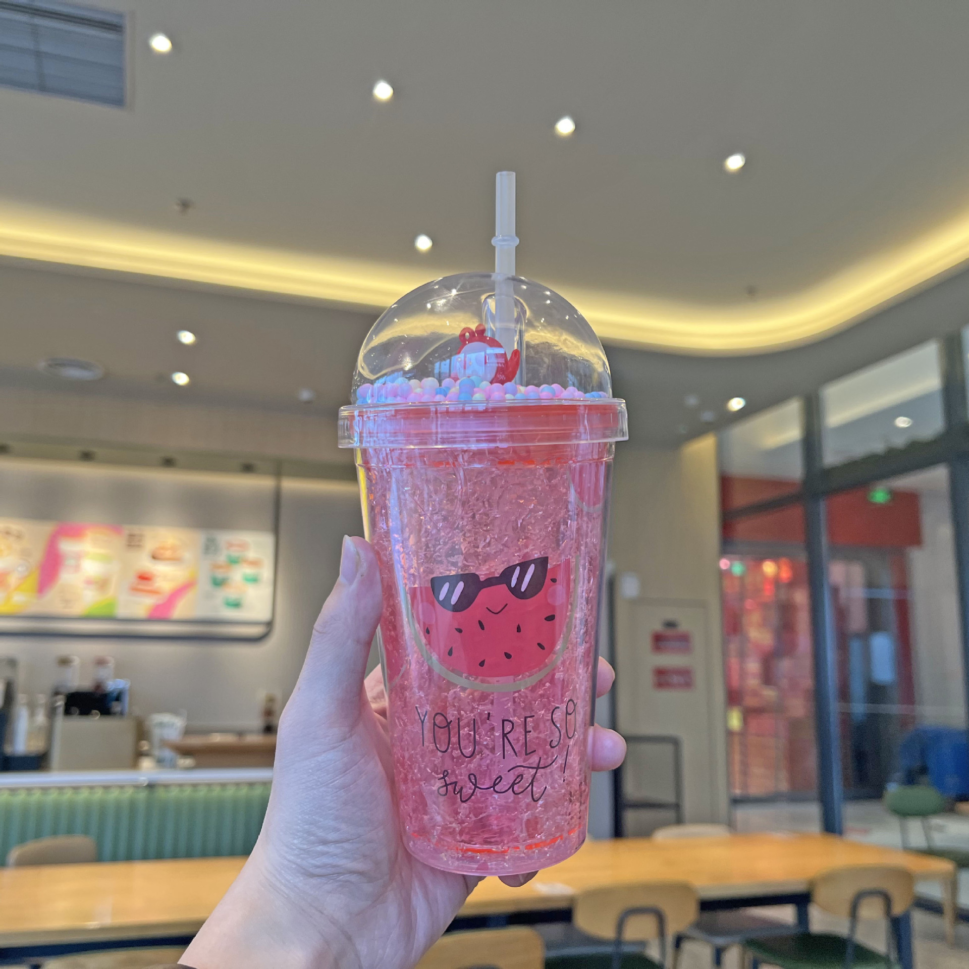 跨境新款水果塑料水杯批发双层卡通塑料吸管杯夏日碎冰杯微景观杯详情15