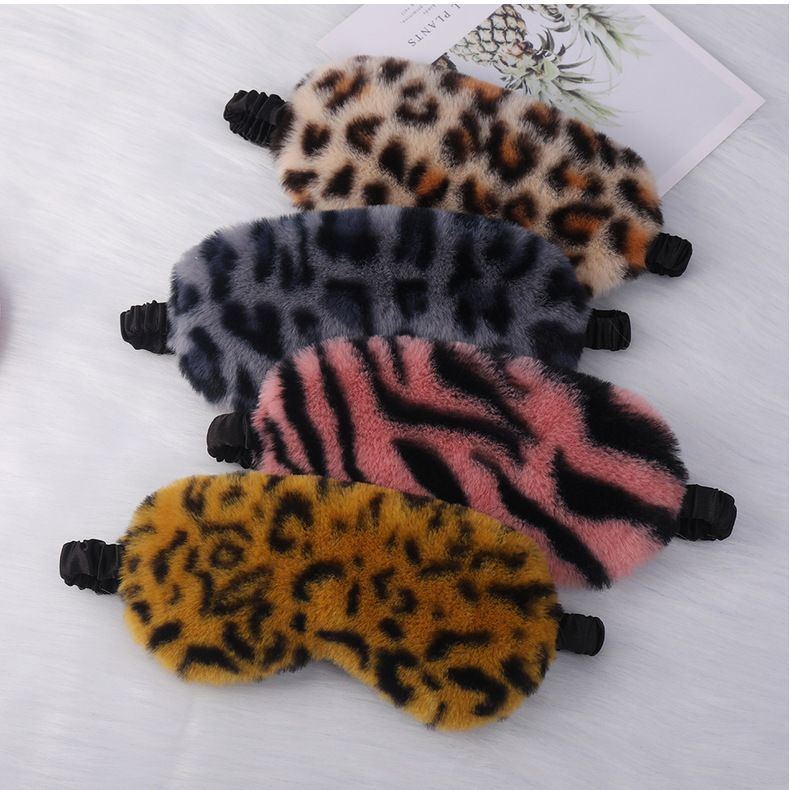 毛绒眼罩豹纹爱心小兔毛居家遮光护眼可爱卡通睡眠眼罩多色现货详情25